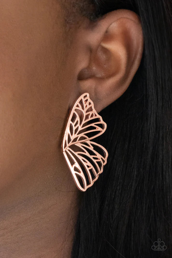 Butterfly Frills Copper Post Earrings