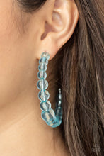 Load image into Gallery viewer, In The Clear Blue Acrylic Hoop Earrings Paparazzi Accessories