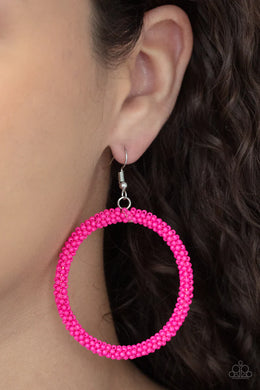 Beauty and the Beach Pink Seed Bead Earrings Paparazzi Accessories