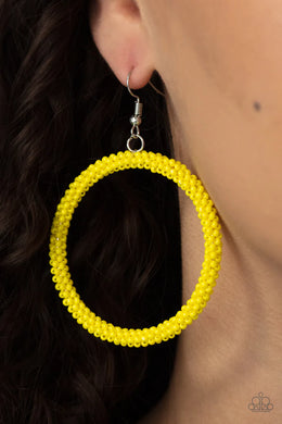 Beauty and the Beach Yellow Seed Bead Earrings Paparazzi Accessories