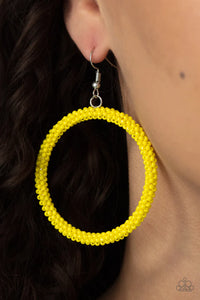 fishhook,seed bead,yellow,Beauty and the Beach Yellow Seed Bead Earrings