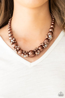 All Dolled Upscale Brown Pearl Necklace Paparazzi Accessories