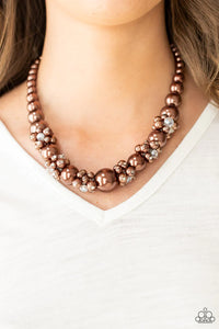 brown,pearls,short necklace,All Dolled Upscale Brown Pearl Necklace