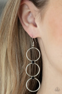 black,fishhook,rhinestones,Refined Society Black Rhinestone Earrings