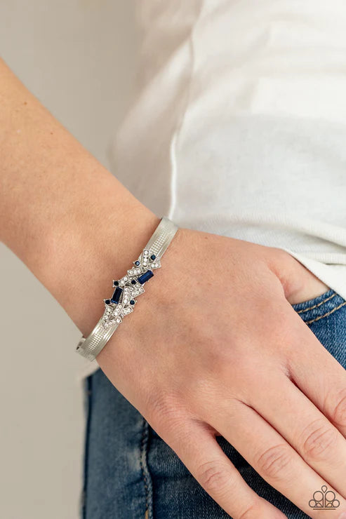 A Chic Clique Blue Rhinestone Cuff Bracelet Paparazzi Accessories