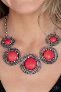 crackle stone,red,short necklace,She Went West Red Stone Necklace