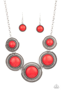 crackle stone,red,short necklace,She Went West Red Stone Necklace