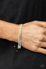 Load image into Gallery viewer, Bead Me Up Scotty! Yellow Seed Bead Pull-Tie Bracelet Paparazzi Accessories