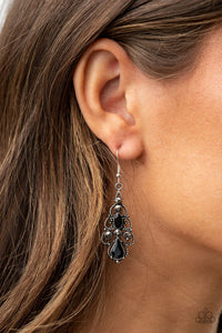 black,fishhook,rhinestones,Urban Radiance Black Rhinestone Earrings