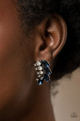 Flawless Fronds Blue Rhinestone Post Earrings Paparazzi Accessories