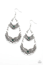 Load image into Gallery viewer, Springtime Gardens Green Rhinestone Floral Earrings