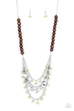 Load image into Gallery viewer, Plains Paradise Green Crackle Stone Wood Necklace Paparazzi Accessories