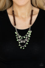 Load image into Gallery viewer, Plains Paradise Green Crackle Stone Wood Necklace Paparazzi Accessories