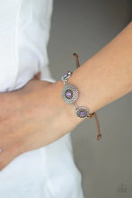 Load image into Gallery viewer, Bohemian Botany Purple Cat&#39;s Eye Floral Pull-Tie Bracelet Paparazzi Accessories