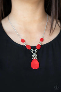 red,short necklace,Summer Idol Red Necklace