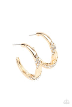 Load image into Gallery viewer, Subliminal Shimmer Gold Rhinestone Hoop Earrings Paparazzi Accessories