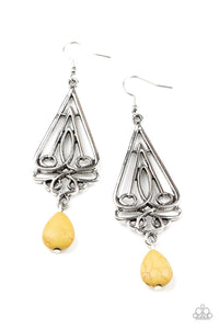 crackle stone,fishhook,yellow,Transcendent Trendsetter Yellow Stone Earrings