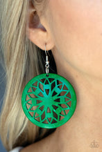 Load image into Gallery viewer, Ocean Canopy Green Wooden Earring Paparazzi Accessories