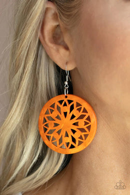 Ocean Canopy Orange Wooden Earring Paparazzi Accessories