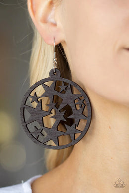 Cosmic Paradise Brown Wooden Star Earrings Paparazzi Accessories