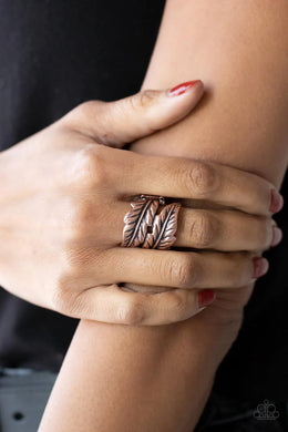 Inner FLIGHT Copper Feather Ring Paparazzi Accessories