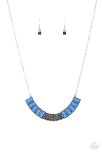 blue,hematite,rhinestones,short necklace,Coup de MANE Blue Necklace