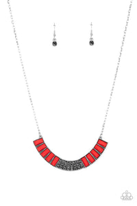 hematite,red,short necklace,Coup De Mane Red Necklace
