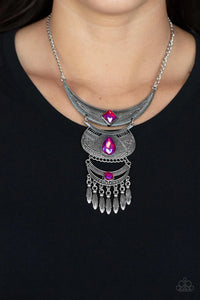 oil spill,pink,rhinestones,short necklace,Lunar Enchantment Pink Oil Spill Rhinestone Necklace