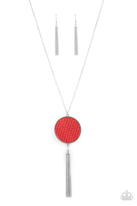 leather,long necklace,red,Wondrously Woven Red Necklace