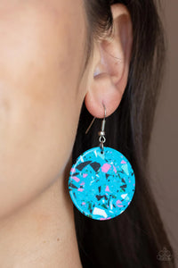 blue,fishhook,Tenaciously Terrazo Blue Earring