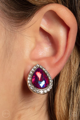 Cosmic Castles Pink Rhinestone Clip-On Earrings Paparazzi Accessories