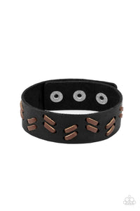 black,leather,snaps,urban,Suburban Wrangler Black Leather Urban Bracelet