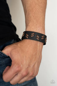 black,leather,snaps,urban,Suburban Wrangler Black Leather Urban Bracelet