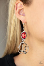 Load image into Gallery viewer, Galactic Drama Red Earring Paparazzi Accessories