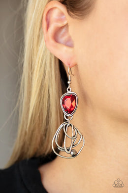 Galactic Drama Red Earring Paparazzi Accessories