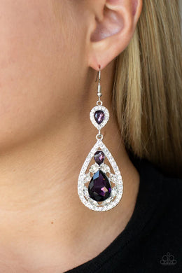 Posh Pageantry Purple Rhinestone Earrings Paparazzi Accessories