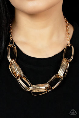 Fiercely Flexing Gold Necklace Paparazzi Accessories
