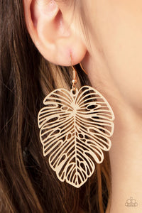 fishhook,gold,leaf,Palm Palmistry Gold Leaf Earrings