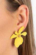 Load image into Gallery viewer, Hawaiian Heiress Yellow Floral Post Earring Paparazzi Accessories