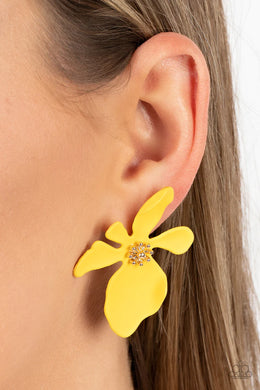 Hawaiian Heiress Yellow Floral Post Earring Paparazzi Accessories