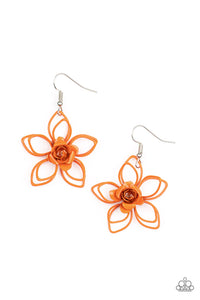 fishhook,floral,orange,Botanical Bonanza Orange Floral Earrings
