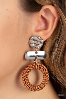 Woven Whimsicality Brown Post Earring Paparazzi Accessories
