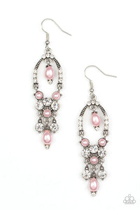 fishhook,pearls,pink,rhinestones,Back In The Spotlight Pink Pearl Earrings