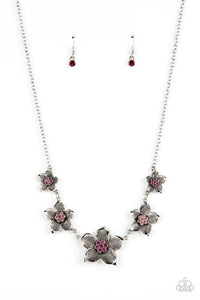 floral,pink,rhinestones,Wallflower Wonderland Pink Floral Necklace