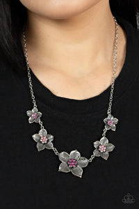floral,pink,rhinestones,Wallflower Wonderland Pink Floral Necklace