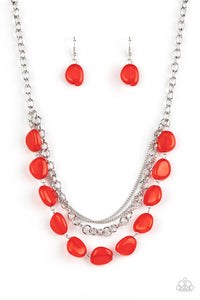 red,short necklace,Pumped Up Posh Red Necklace