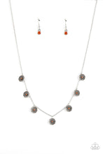 Load image into Gallery viewer, Prairie Perennial Orange Rhinestone Floral Necklace Paparazzi Accessories