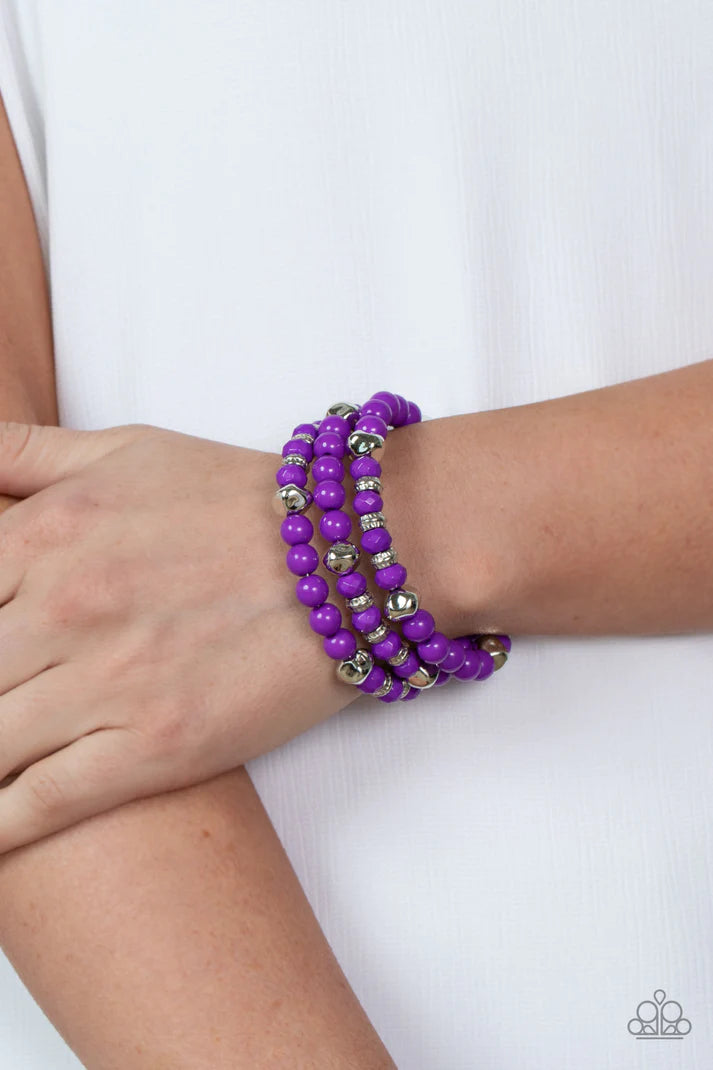Vibrant Verve Purple Stretchy Bracelet Paparazzi Accessories