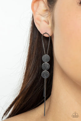 Bolo Beam Black Gunmetal Post Earrings Paparazzi Accessories