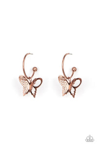 butterfly,copper,hoops,Butterfly Freestyle Copper Hoop Earrings